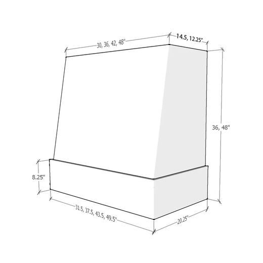 Wilmington kitchen hood profile, dimensioned shop drawing